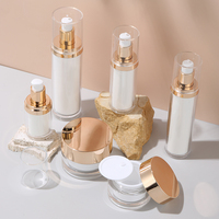 Ensemble d'emballages de luxe en or rose pour cosmétiques : flacons cylindriques sans air en acrylique de 120 ml, 100 ml, 50 ml, 30 ml, 15 ml, 30 g, 50 g pour huiles