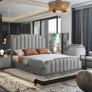 Modern Tech Fabric Up-Holstered <strong>Bed</strong> <strong>Set</strong> High Quality Double Stylish Bedroom Furniture <strong>for</strong> <strong>Full</strong> &amp; King Size with Frame - Product Image 2