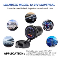 Chargeur de voiture USB 63W PD + QC3.0 interrupteur à bouton marche/arrêt avec ports USB 45W double type C PD et 18W simple QC3.0