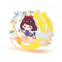 Breloques shaker en acrylique personnalisées, avec liquide à paillettes et motifs de dessins animés/anime, remplissables, porte-clés shaker en acrylique