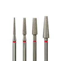 4.0mm conique rouge diamant forets à ongles plat haut ongles fraise tête de meulage pour perceuse à ongles