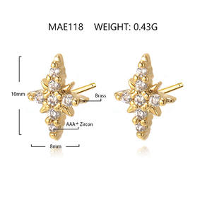 Pendientes de Estrella Pequeña con Circonita Cúbica y Baño de Oro de 18k, Diseño Moderno - Product Image 3