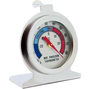 Hot selling Dial Stainless steel Freezer Thermometer with Hook and Panel Base fridge freezer thermometers