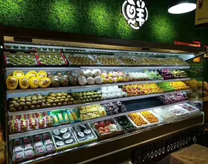 Supermercado geladeira geladeira prateleira de frutas beber vertical refrigerado vitrine Comercial preço do equipamento