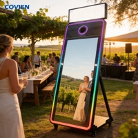 Miroir Photo Booth de 70 Pouces pour Fêtes et Mariages avec Écran Tactile de 32/43 Pouces, Cabine Photo Selfie Lumineuse pour Événements