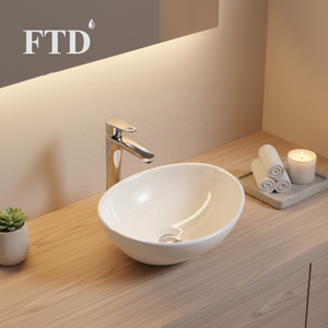 Fregaderos de lavabo de baño ovalados modernos, recipiente de fabricación Lavamanos, lavabo de tocador de cerámica para lavabos de Hotel - Product Image 3