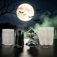 Moule en silicone Halloween Château Arbre Fantôme pour Bougie Parfumée DIY, Ornement en Plâtre, Maison Hantée, Moule de Moulage Décoratif