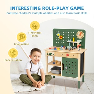 Montessori <strong>Kids</strong> <strong>Work</strong> <strong>Bench</strong> with Wooden Construction Toys Forpretend Play for 3 4 5 Year Olds - Product Image 4