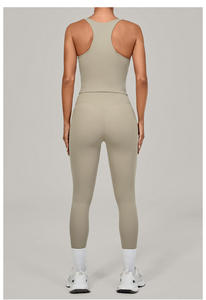 Ribbed tank Top Women High Waist Workout Leggings Yellow Sports Set Tights and <strong>Jeggings</strong> for Ladies - Product Image 6