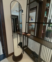 Miroir sur pied en bois rotatif à 360°, style Art Déco, avec cadre en bois, double fonction, porte-manteau et miroir pour salons et chambres