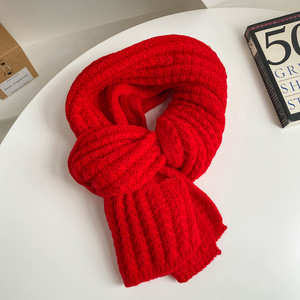 Kết cấu dệt kim mùa đông khăn mềm dài thô dài khăn choàng dệt kim tùy chỉnh khăn với logo - Product Image 6