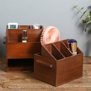 Solid Wood Cutlery Storage Rack Rectangular <b>Open</b> Top With Compartments Standing Type Kitchen Tableware Organizer - Product Image 2