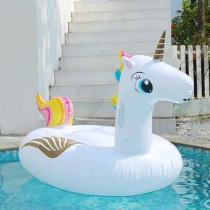 Flotador inflable de unicornio blanco 176x75x80cm, anillo flotante para piscina para nadar - Product Image 1