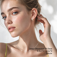 Anting Hoop Moissanite Perak Sterling 925 Empat Prong Set Wanita D VVS1 Berlian Imitasi Buatan Laboratorium Potongan Bulat Perhiasan Hadiah