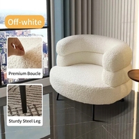 Fauteuil d'appoint BOBO en fausse fourrure d'agneau, fauteuil simple moderne, chaise de maquillage pour chambre et balcon