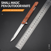 Couteau pliant EDC à manche en bois ultra fin, lame en acier inoxydable, outil de survie quotidien pour la poche et les activités de plein air