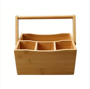 Organizador de Bambú Natural con Asa, Caja Organizadora Multisección - Product Image 2