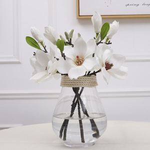 Simulation 2-head <b>Small</b> magnolia Single Branch <b>Artificial</b> Decorative <b>Flower</b> Arrangement Short stem magnolia <b>Flower</b> Wholesale - Product Image 2