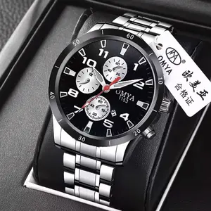 럭셔리 브랜드 시계 방수 남자 시계 손목 비즈니스 쿼츠 시계 스테인레스 스틸 달력 다이얼 캐주얼 남자 손목 시계