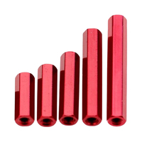 Entretoise hexagonale longue en alliage d'aluminium 6061 anodisé noir et rouge M3-M6 avec écrou de couplage pour modèles réduits d'avions