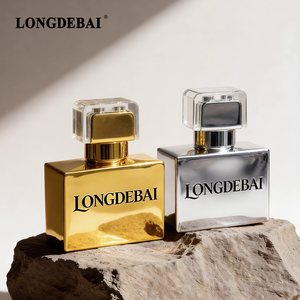 Botella de Perfume de Vidrio Cuadrada de Diseño Único, Lujosa, Chapada en Oro, de 30 ml, 50 ml, 100 ml, con Caja de Empaque - Product Image 1