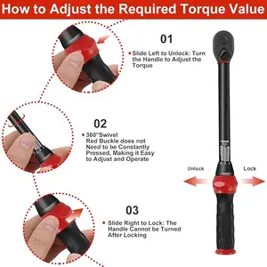 New Torque Wrench 1/2 Inch 20-230 Nm  Dual-Direction Adjustable Wheel 72 Tooth Drive Click Torque Wrench