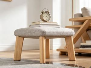 Otomana Moderna de Tela con Patas de Madera, Asiento Suave para Sala de Estar, Muebles para el Hogar, Estilo Escandinavo - Product Image 6