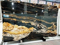 Dalle de granit de luxe en titane veiné noir et or