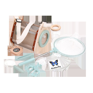 <span class=keywords><strong>Kit</strong></span> de capture d'<span class=keywords><strong>insectes</strong></span> en bois pour enfants, ensemble d'exploration en plein air avec filet à papillons extensible, loupe, pincettes, boussole - Product Image 2