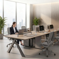 Ensemble de chaises de bureau et poste de travail modulaire moderne et écologique en MDF pour 2/4 personnes, design créatif et sain, pour 6 personnes