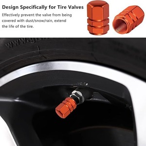 Capuchon de valve en alliage, capuchon de tige de valve de pneu universel, cache-poussière, capuchon de buse d'air, pièces automobiles, orange, métal - Product Image 3