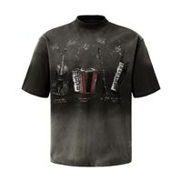 T-shirt Homme Personnalisé de Haute Qualité 300G, Style Urbain Américain Tendance, Marque Post-Apocalyptique, Lavage Effet Vieilli, Grammage Lourd