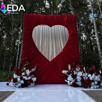 LEDA Perlengkapan Pernikahan Stand Backdrop Bentuk Hati DIY Kain Beludru Tirai Berbentuk Hati Stand Backdrop Elegan Vintage Untuk Dekorasi Backdrop
