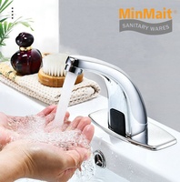 Robinet de lavabo intelligent à infrarouge AC/DC en laiton, à détection de mouvement automatique sans contact, pour salle de bain, compatible OEM/ODM