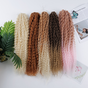 Venta caliente en Europa América 28 pulgadas rizo brasileño Ombre <span class=keywords><strong>caramelo</strong></span> sintético brasileño <span class=keywords><strong>rizado</strong></span> ganchillo trenzado <span class=keywords><strong>pelo</strong></span> de ganchillo - Product Image 1
