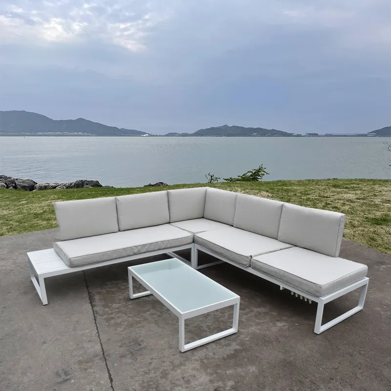 Nordic Aluminium Sofa Outdoor Stoel, Tuinbank Meubels Terras Stoel, Aluminium Tuinbank Buiten Meubelset