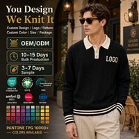 Pull en maille unie vintage jacquard à col et manches longues pour homme et jeune homme, avec logo personnalisé, anti-rétrécissement et anti-plis