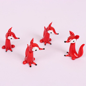 Red Blown Glass <strong>Fox</strong> Statue <strong>Figurine</strong> Miniature Animal Art Sculpture for Home Table Decor or Gifts Technique Lampworking - Product Image 4