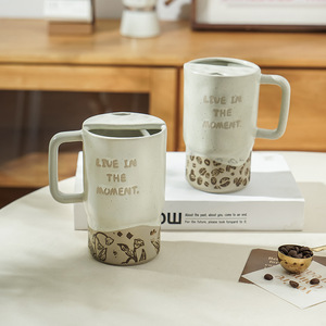 Mug en céramique Dukalove 450 ml avec poignée, design « Vivez dans le moment », pour la maison et les cadeaux - Product Image 3