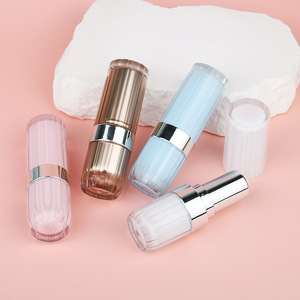 KH139 Ly <span class=keywords><strong>Mystory</strong></span> Tubes à rouge à lèvres vides de luxe roses fantaisie, en plastique, en forme de rayures, avec capuchon pompe or rose, diamètre 12,1 mm - Product Image 1