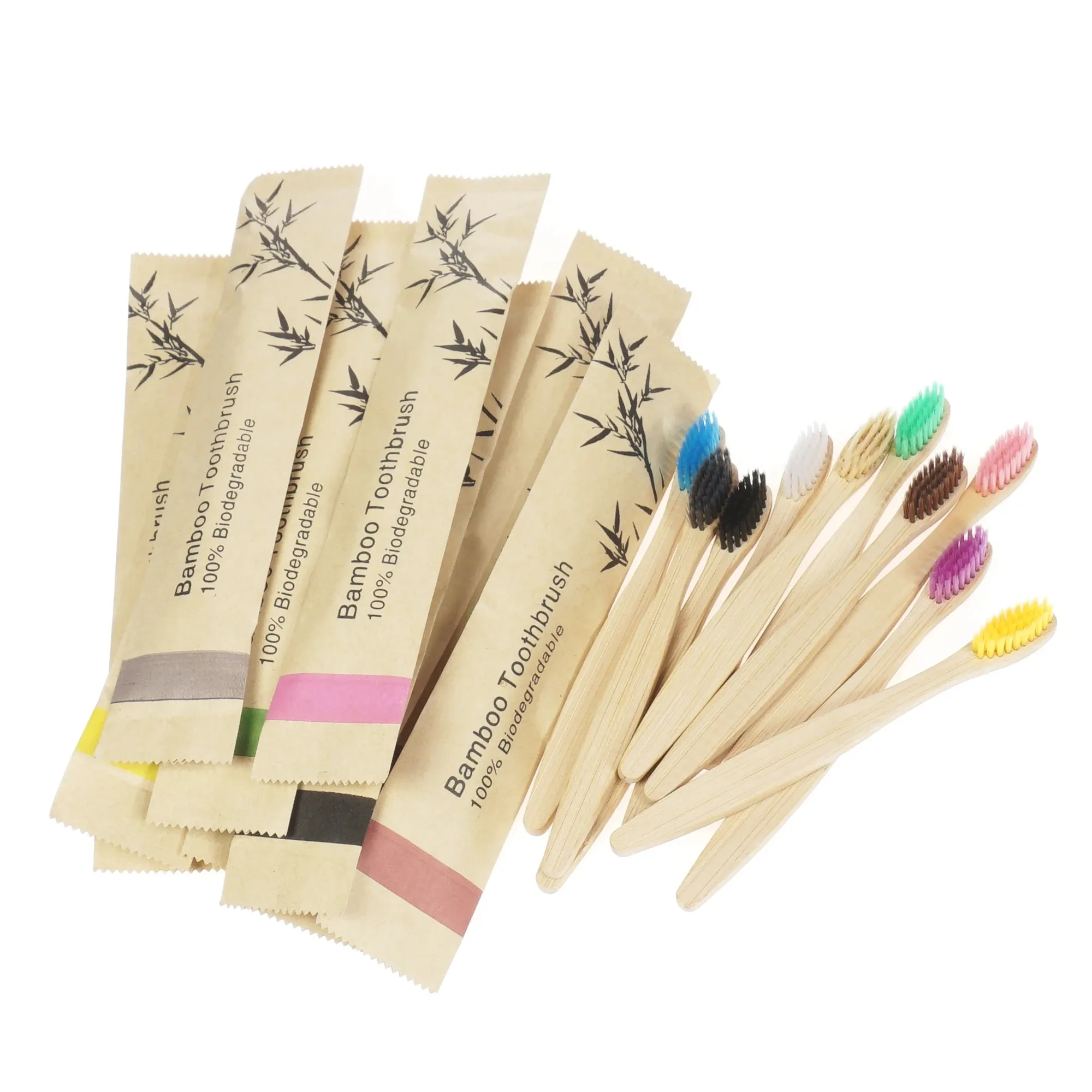 Colorful Natural Bamboo Toothbrush Set Soft Bristle Charcoal Teeth Whitening Bamboo Toothbrushes Soft Dental Oral Care