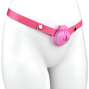 Dispositivo de Castidad Masculino de Resina ABS Rosa FRRK, Candado para Pene, Jaula para Pene con Correa, Jaula para Pene con Arnés, Dispositivo de Castidad BDSM - Product Image 1