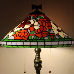LongHuiJing European 16 Inch for LED Table Lamp Colorful Floral Pattern Stained Glass Cone Shade Twisted Fly Mosaic Base - Product Image 2