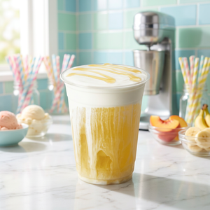 Vaso Transparente Redondo para Batidos, Vaso de Plástico con Espuma Blanca y Capa Superior Amarilla, Vasos de Plástico para Batidos con Tapas - Product Image 3