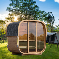 Sauna extérieur en bois de cèdre rouge massif, design moderne et personnalisé, style cube, pour 2 à 6 personnes, vapeur humide
