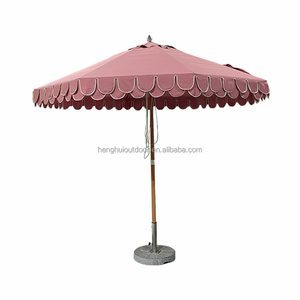 Sombrilla de Jardín Grande Estilo Vintage con Flecos Rosados <span class=keywords><strong>para</strong></span> Terraza, Patio o Mercado, con Borde Festoneado - Product Image 1