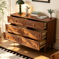 Armoire de rangement classique chinoise en bois massif à six tiroirs, sur pied, avec étagères multifonctionnelles pour chambre à coucher