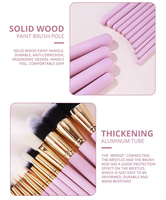Ensemble de pinceaux de maquillage professionnel de luxe rose personnalisé avec logo, 15 pièces, poils synthétiques, manche en bois, brosse à raser incluse, Gracedo