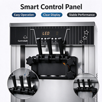 Machine à glaces commerciale, sorbetière à 3 saveurs pour boulangerie, café, avec corps en acier inoxydable et économie d'énergie