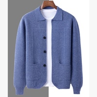Veste en tricot rétro pour homme, col à revers, boutonnée, 100% laine pure, style Old Money, avec logo personnalisé OEM ODM, cardigan décontracté, pull en tricot